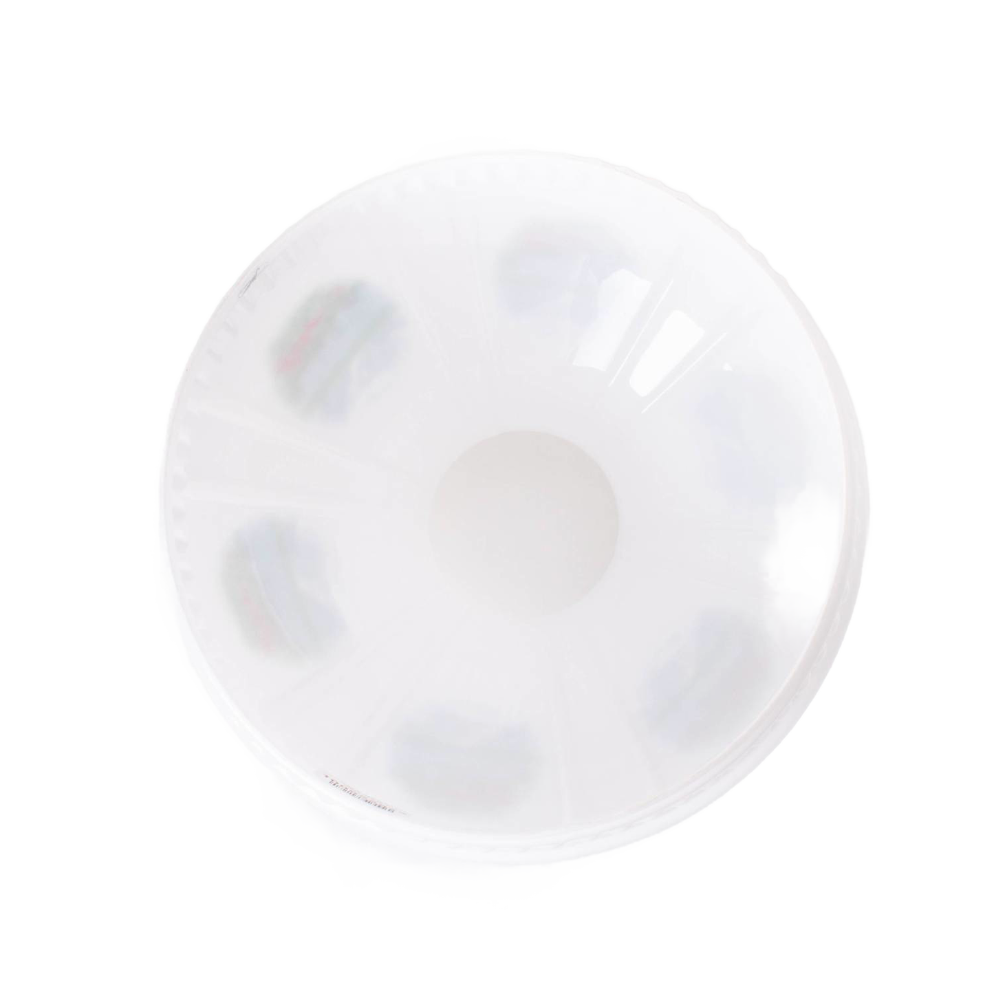 Top view of a handcrafted 10-inch glass lamp shade with subtle Alpine Meadow design, softening light for oil lamps, featured in Lamps & Lighting and Parts and Accessories collections.