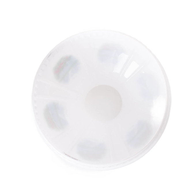 Top view of a handcrafted 10-inch glass lamp shade with subtle Alpine Meadow design, softening light for oil lamps, featured in Lamps & Lighting and Parts and Accessories collections.