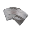 Set of 20 durable silver mylar food storage bags arranged in a fanned-out pattern, designed for long-term protection of dry grains, beans, and pantry staples, USA made.