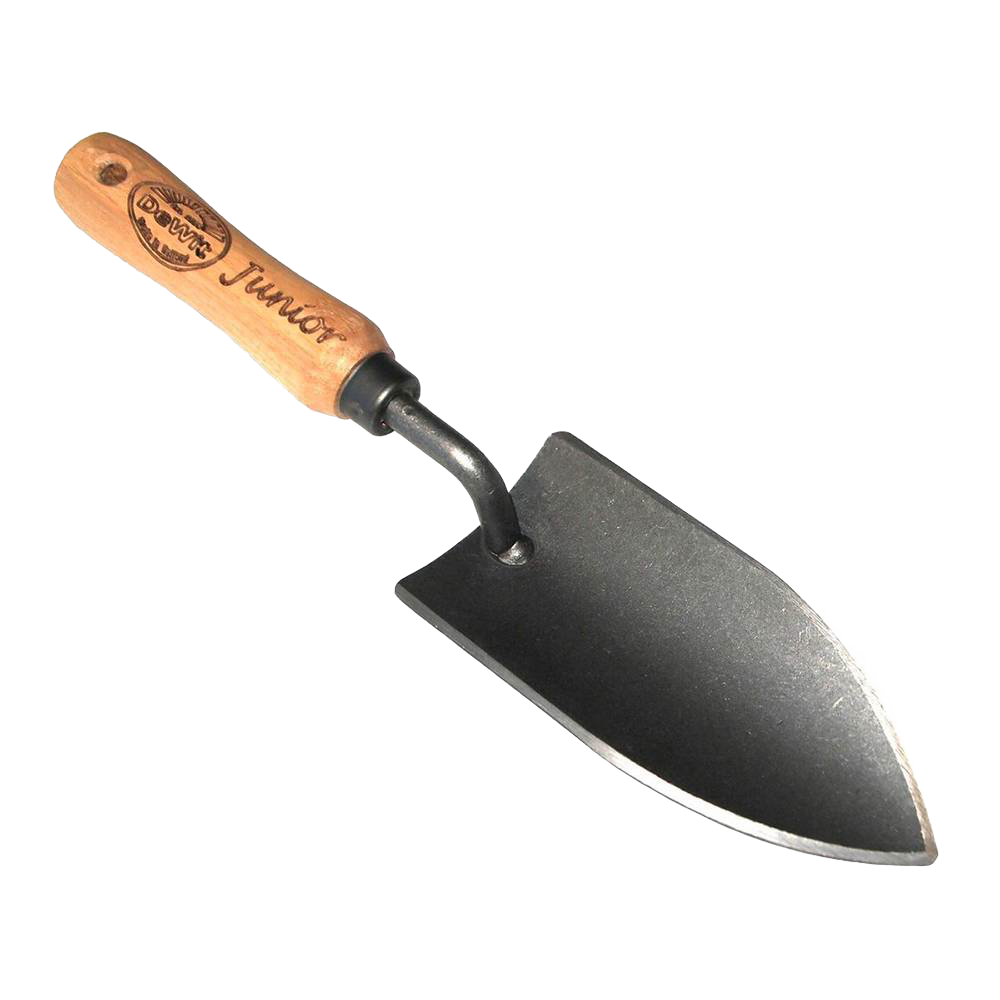 Handcrafted junior planting trowel with wooden handle and sturdy metal blade, designed for small hands and ideal for Farm, Garden & Tool, Digging and Cultivating, and Garden Accessories collections.