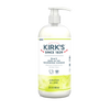 Bottle of Kirk's 3-in-1 Head to Toe Nourishing Cleanser with pump, infused with premium coconut oil and aloe vera, featuring juniper and lime scent, biodegradable and made in USA, ideal for Health & Wellness and Grooming and Personal Hygiene collections.