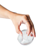 Hand holding a clear, handmade glass fermentation weight designed to keep food submerged, ideal for Kitchen & Food, Food Preservation, Fermenting and Pickling, and Best Sellers collections.