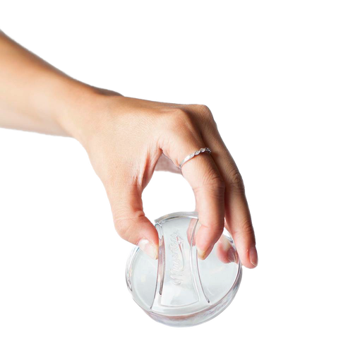 Hand holding a clear, handmade glass fermentation weight designed to keep food submerged, ideal for Kitchen & Food, Food Preservation, Fermenting and Pickling, and Best Sellers collections.