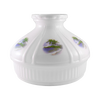Handcrafted white glass lamp shade featuring a serene beach scene with palm trees, designed for lamps and lighting, parts and accessories, and lamp shades collections.