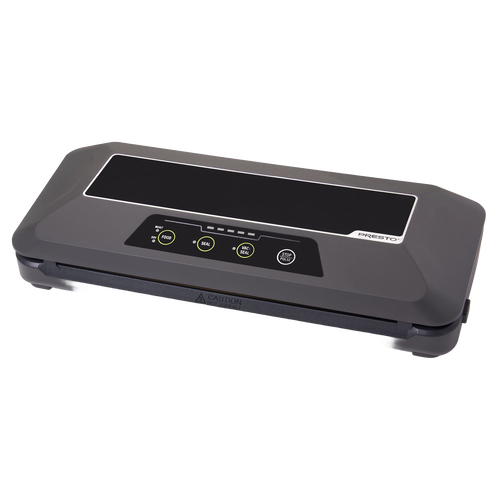 Compact black electric vacuum sealer with digital control panel for airtight food preservation, featured in Kitchen & Food, Food Preservation, Freezing, Best Sellers, and Promo Eligible collections.