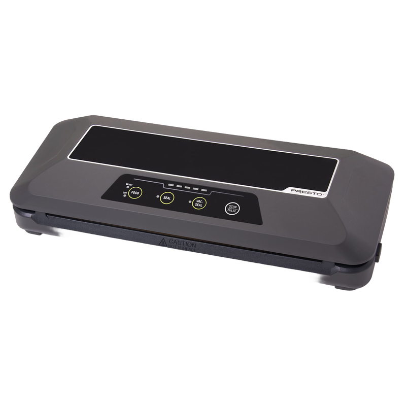 Compact black electric vacuum sealer with digital control panel for airtight food preservation, featured in Kitchen & Food, Food Preservation, Freezing, Best Sellers, and Promo Eligible collections.