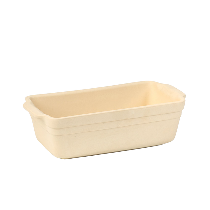 Light beige natural stoneware loaf pan with a smooth, durable finish, handcrafted and made in the USA, perfect for Kitchen & Food, Cookware, and Bread Making Supplies collections.