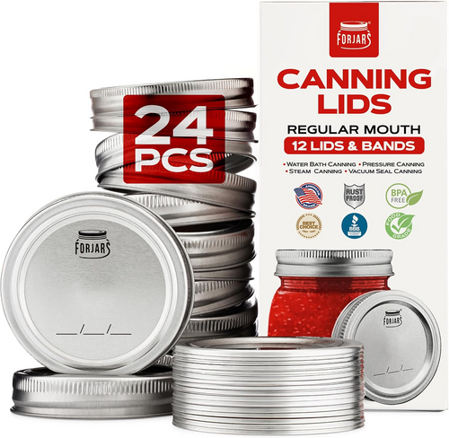 FORJARS Canning Lids and Bands for Regular or Wide Mouth Jars – 12 pk