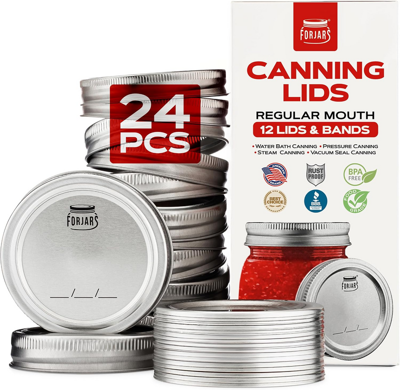 FORJARS Canning Lids and Bands for Regular or Wide Mouth Jars – 12 pk