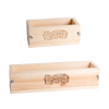Two handcrafted wooden soap loaf molds made of durable pine with branded engraving, designed for traditional soapmaking in Health & Wellness and USA Made collections.