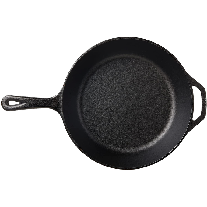 Extra deep cast iron skillet with a practical skillet-style handle and helper handle, pre-seasoned for superior heat retention, ideal for Kitchen & Food, Cookware, Cast Iron, and Best Sellers collections.