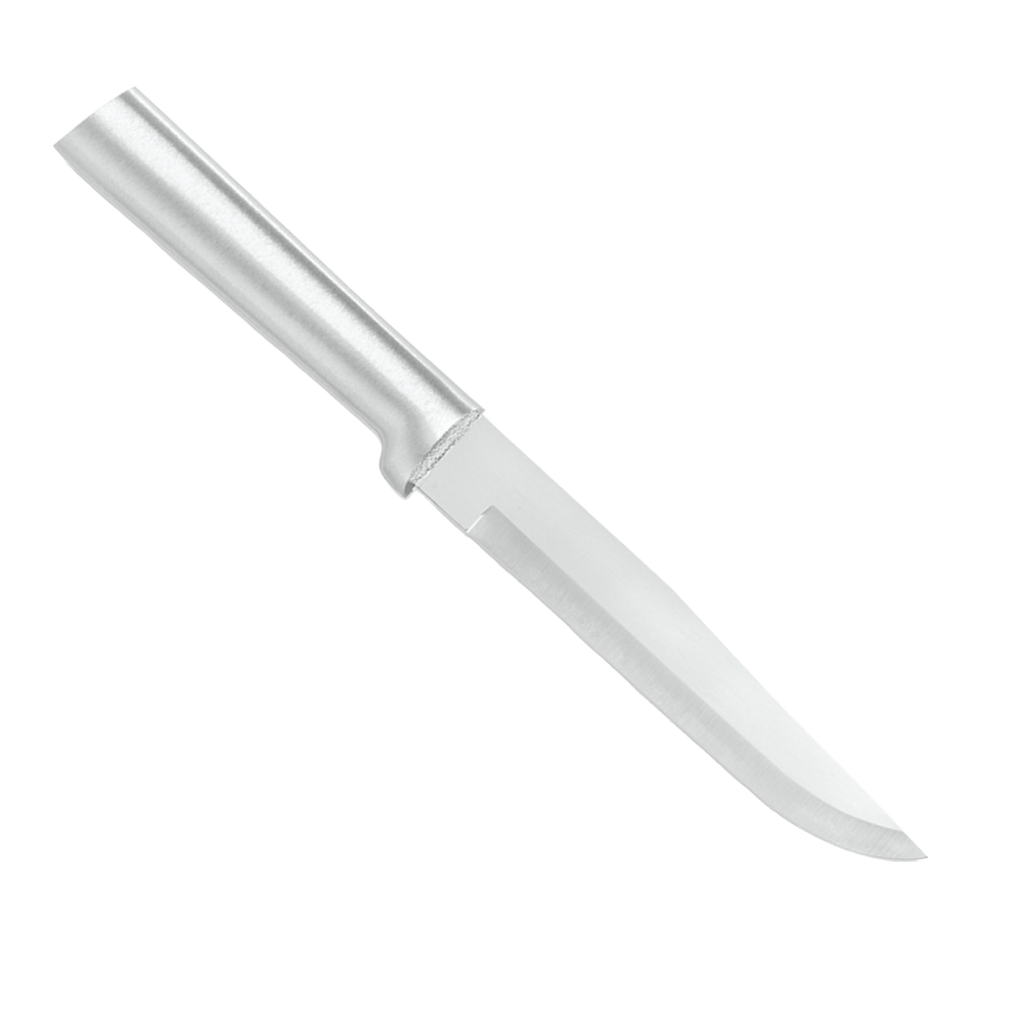 Handcrafted Rada Stubby Butcher Knife featuring a 5-3/8 inch stainless steel blade with a silver brushed aluminum handle, ideal for Farm, Garden & Tool and Kitchen Knives collections.
