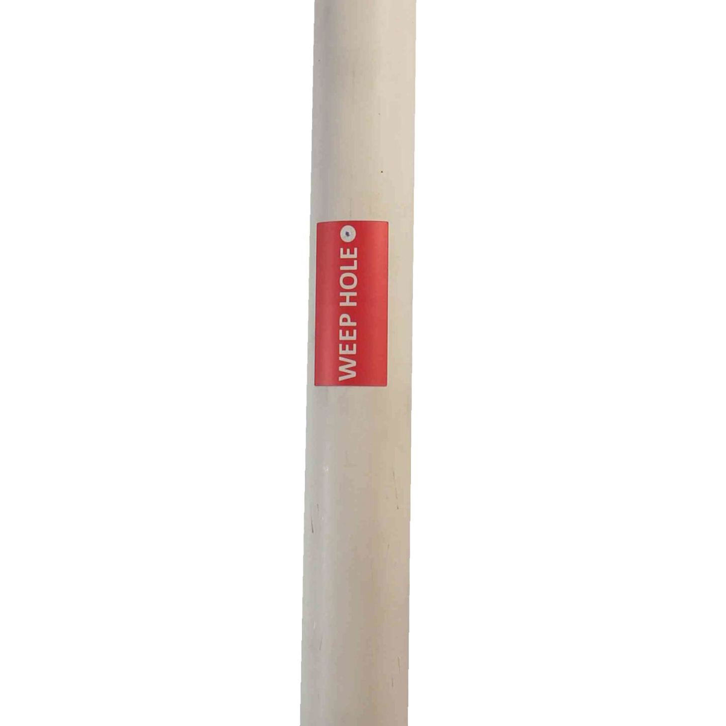 White PVC drop pipe with red label marked "Weep Hole," handcrafted and made in USA, suitable for extension in deep well pump installations within water pumps and appliance collections.