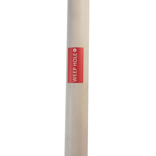 White PVC drop pipe with red label marked "Weep Hole," handcrafted and made in USA, suitable for extension in deep well pump installations within water pumps and appliance collections.