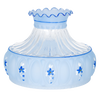 Blue Meadow glass oil lamp shade with delicate floral accents and ruffled top edge, designed to soften light for Aladdin lamps, featured in Lamps & Lighting and Best Sellers.