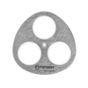 Lightweight stainless steel disc with three circular openings and engraved logo, designed as a key component for building branch tripods, ideal for Farm, Garden & Tool and Camping collections.