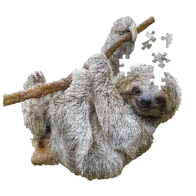Uniquely shaped 100-piece jigsaw puzzle depicting a sloth hanging from a branch, featuring large pieces ideal for children, perfect for Toys, Books & Games and Puzzles collections.