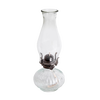 Clear glass oil lamp with a rounded base and tall chimney, designed for everyday or emergency lighting, featured in Farm, Garden & Tool and Oil Lamps collections.