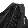 Black tear-resistant and water-repellent transport bag with zipper and handle, designed to store and protect Fire Bridge poles for camping, farm, garden, and outdoor use.