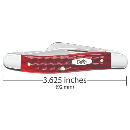 Compact traditional pocket knife featuring a textured old red bone handle and polished bolsters, handcrafted in the USA, ideal for Farm, Garden & Tool and Knives & Axes collections.