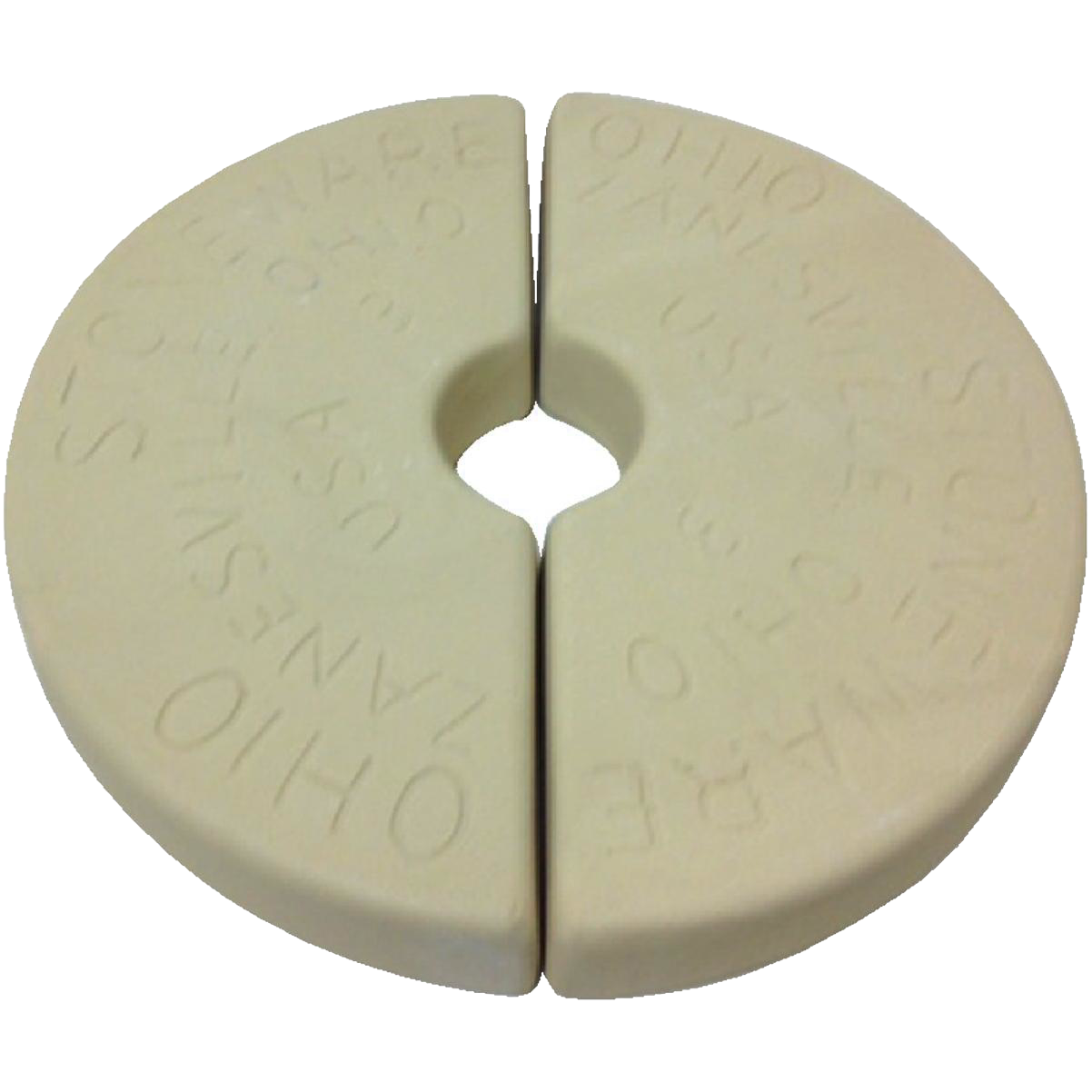 Two handcrafted ceramic weight stones made in USA, designed to fit numbered crocks and keep food submerged during fermenting and pickling, featured in Kitchen & Food and Food Preservation collections.