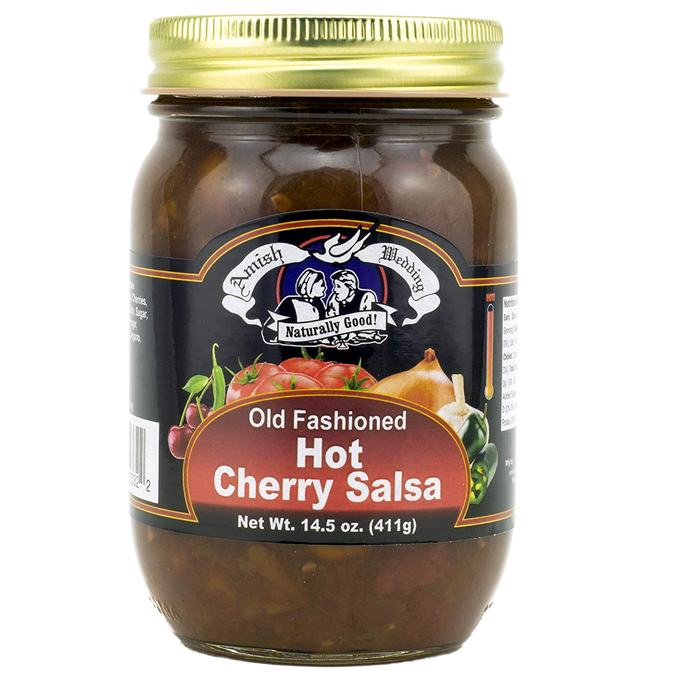Handcrafted jar of thick, chunky Old Fashioned Hot Cherry Salsa made in USA, perfect for Kitchen & Food, Pantry, Snacks and Sweets, Best Sellers, and Promo Eligible collections.