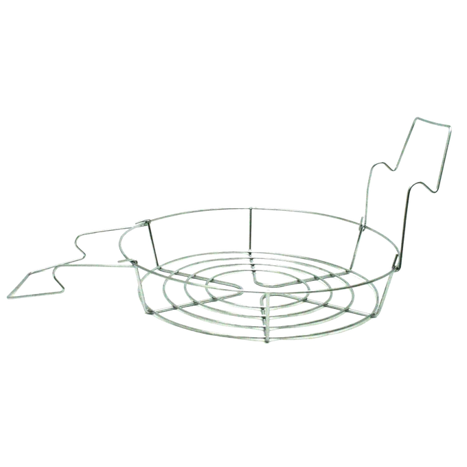 Chrome wire canning rack with contoured handles, designed to elevate jars for water circulation in food preservation, featured in Kitchen & Food and Canning Accessories collections.