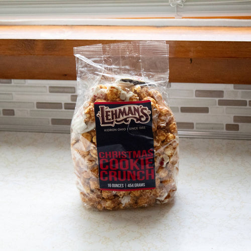 Clear bag of handcrafted caramel popcorn blended with festive cookies and holiday flavors, perfect for Kitchen & Food, Food, Snacks and Sweets, Popcorn, Best Sellers, and Promo Eligible collections.