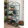 Compact greenhouse with four wire mesh shelves and a clear plastic zippered cover, designed for small spaces and air circulation in Farm, Garden & Tool and Garden Accessories collections.