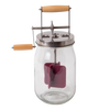 Mini glass butter churn with stainless steel lid and wooden handle, designed for easy homemade butter making in Farm, Garden & Tool and Kitchen & Food collections.