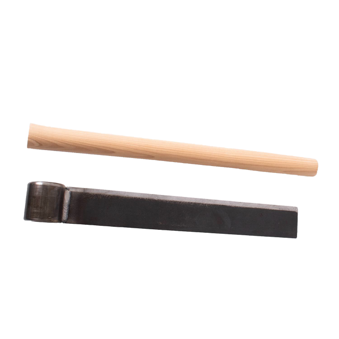 Handcrafted wood splitting froe with a durable case hardened steel blade paired with a smooth birch mallet, Amish made and featured in Farm, Garden & Tool and USA Made collections.
