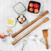 Pair of handcrafted acacia wood rolling pins with fixed handles displayed alongside baking ingredients and utensils, ideal for Kitchen & Food, Cookware, Baking Supplies, Best Sellers, and Promo Eligible collections.