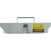 Galvanized metal sap bag holder with a handle and central opening for sap collection, handcrafted in the USA, featured in Farm, Garden & Tool and Maple Syrup Sugaring Supplies collections.