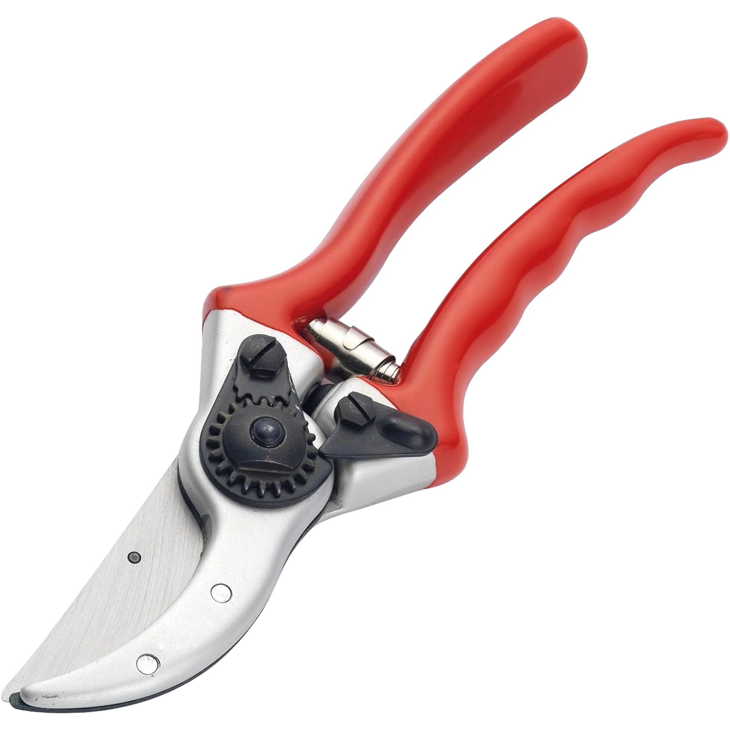 Heavy-duty bypass pruners with drop-forged high-carbon steel blades and ergonomic red handles, designed for cutting thicker stems in Farm, Garden & Tool and Lawncare collections.