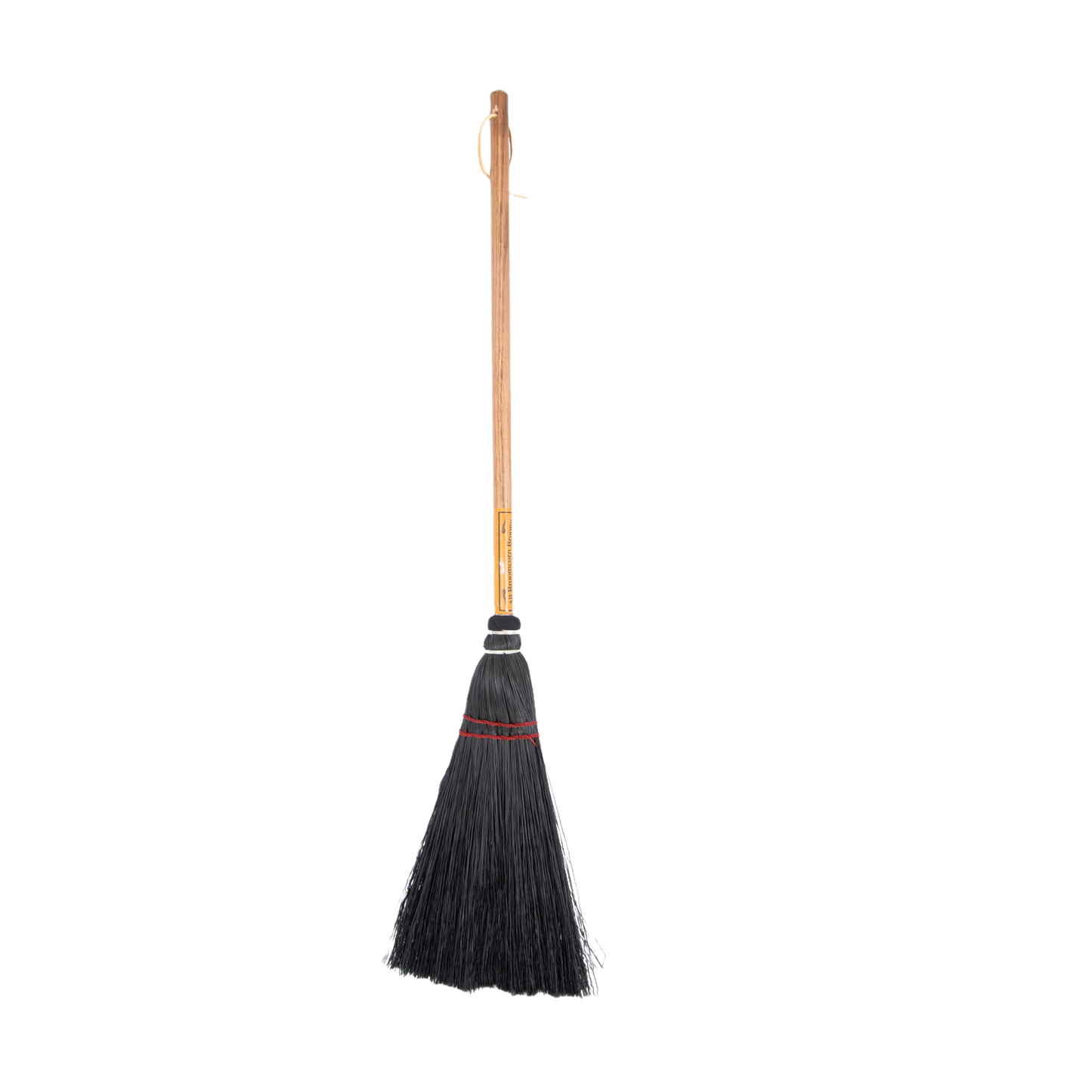 Handcrafted Amish-made fireplace broom with natural corn straw bristles and a wooden handle, designed for cleaning hearths and wood stoves, part of USA Made and Hearth Accessories collections.