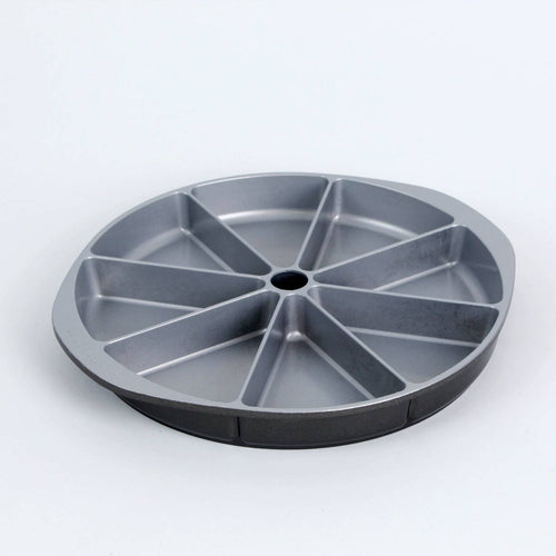 Heavy cast aluminum pan with eight divided sections for evenly baked cornbread or scones, featuring a nonstick finish, handcrafted and made in USA, ideal for kitchen and cookware collections.