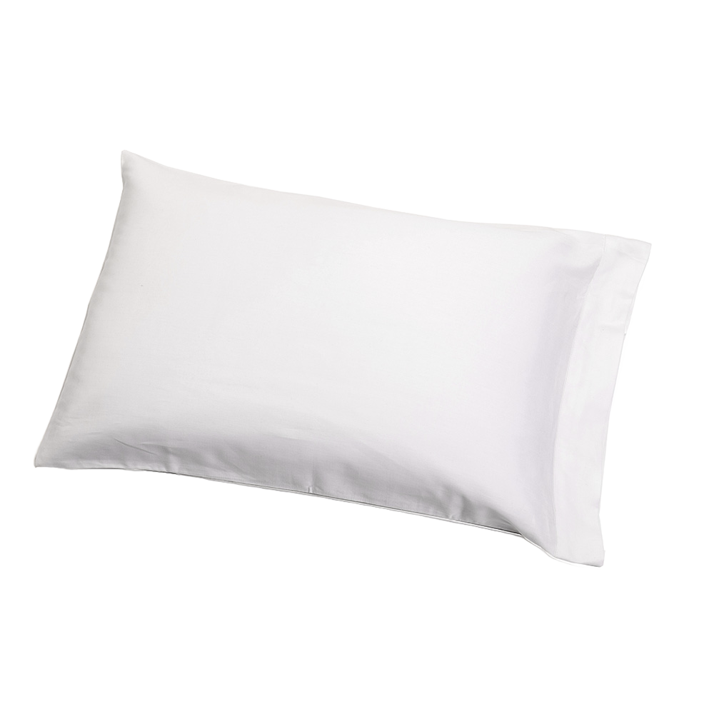 Handcrafted white bed pillow with a smooth fabric cover, naturally contoured for adjustable support, part of Home & Decor, Home Textiles, USA Made, and Best Sellers collections.