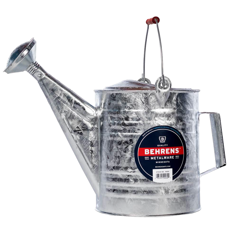 Small galvanized watering can made from heavy-gauge steel with seamless zinc finish and wooden handle, ideal for Farm, Garden & Tool, Garden Accessories, Best Sellers, and Promo Eligible collections.