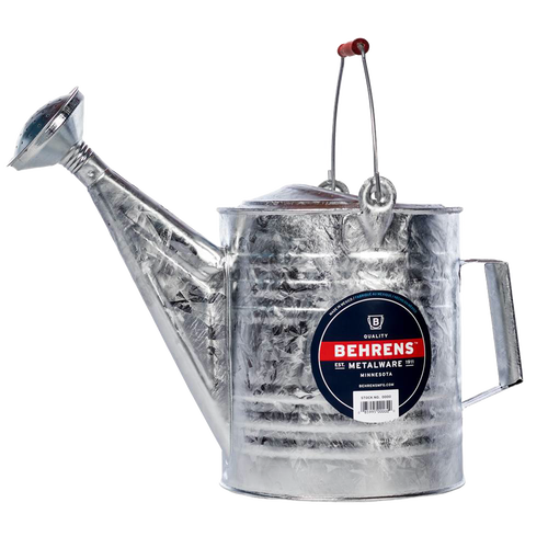 Small galvanized watering can made from heavy-gauge steel with seamless zinc finish and wooden handle, ideal for Farm, Garden & Tool, Garden Accessories, Best Sellers, and Promo Eligible collections.