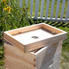 Handcrafted 8-frame candy board feeder made in the USA, Amish crafted from natural wood with wire mesh for hive moisture control, perfect for beekeeping and farm garden use.