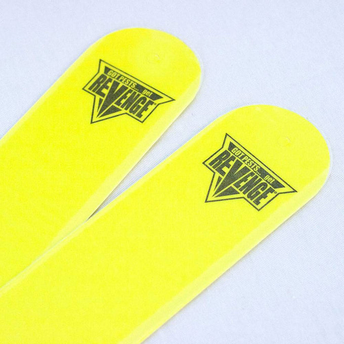 Pair of bright yellow fly sticks with black "Revenge" logo, designed for effective pest control, ideal for farm and garden use within Pest Control and Best Sellers collections.