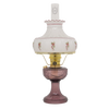 Antique-style glass oil lamp with a decorative rose-patterned shade and purple glass base, handcrafted and featured in Farm, Garden & Tool, Lamps & Lighting, Oil Lamps, Table Lamps, Best Sellers, Homesteading, and Promo Eligible collections.