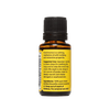 Amber glass bottle of pure steam-distilled frankincense essential oil with black cap and yellow label detailing calming, tonifying properties, made in USA, ideal for health remedies and wellness collections.