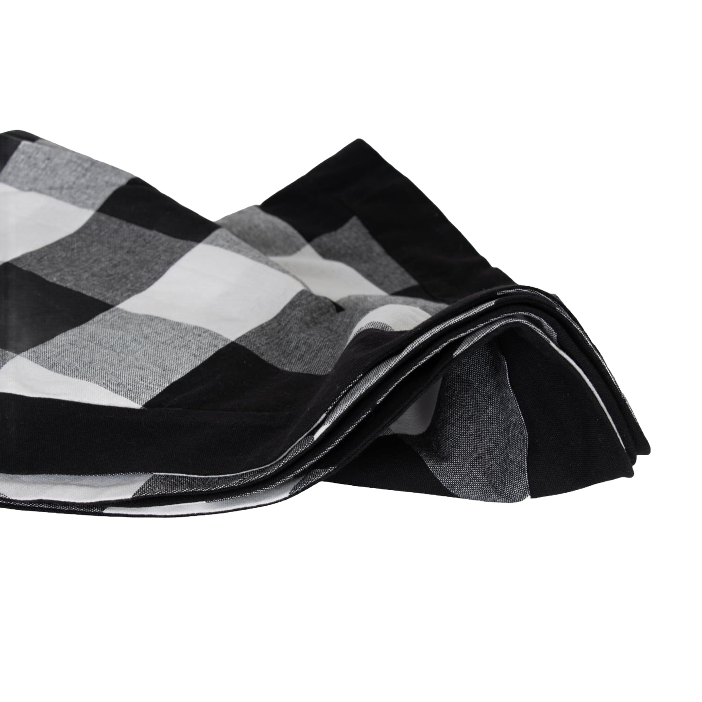 Handcrafted buffalo check tree skirt featuring a classic black and white pattern with soft cotton fabric, perfect for adding rustic charm to holiday decor in Home & Decor, Holiday Decor, Best Sellers, Promo Eligible collections.