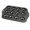 Non-stick mini donut pan with 12 cavities for baking bite-sized treats, made for Kitchen & Food, Cookware, and Baking Supplies collections, ideal for healthier homemade donuts.
