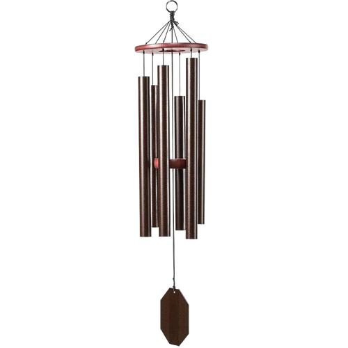 Handcrafted Amish made wind chime with six powder-coated aluminum chimes and poly wood accents, designed for lasting beauty in Home & Decor and Garden Accessories collections.
