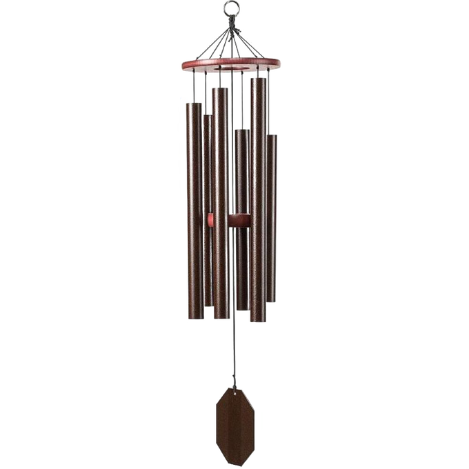 Handcrafted Amish made wind chime with six powder-coated aluminum chimes and poly wood accents, designed for lasting beauty in Home & Decor and Garden Accessories collections.