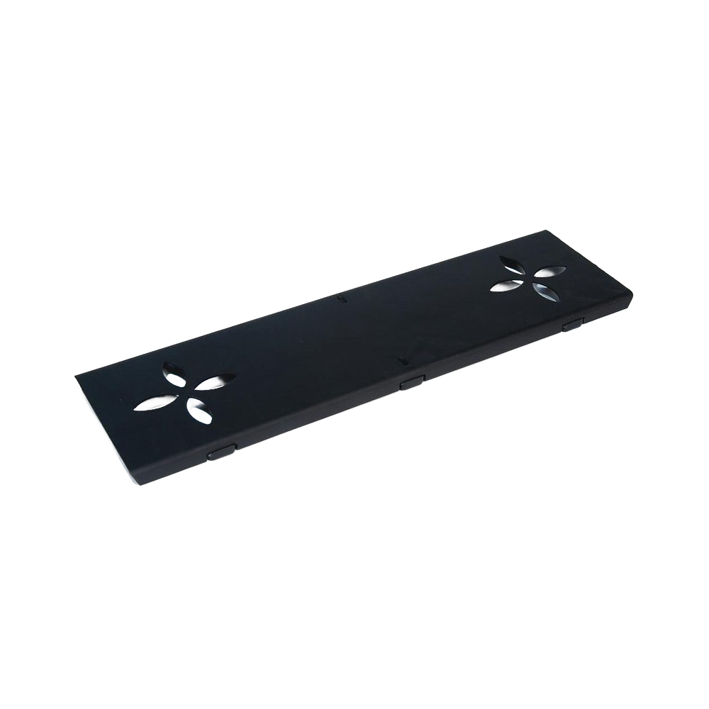 Slim, black portable base with decorative cutouts, crafted from durable steel in the USA, designed for household cleaning and utensil support, featured in Home & Decor collections.