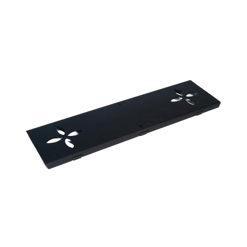 Slim, black portable base with decorative cutouts, crafted from durable steel in the USA, designed for household cleaning and utensil support, featured in Home & Decor collections.