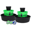 Set of two green and black BULZiBUCKET Game targets with four colorful bean bags, designed for indoor and outdoor lawn play, featured in Toys, Books & Games, Lawn Games, and Best Sellers collections.